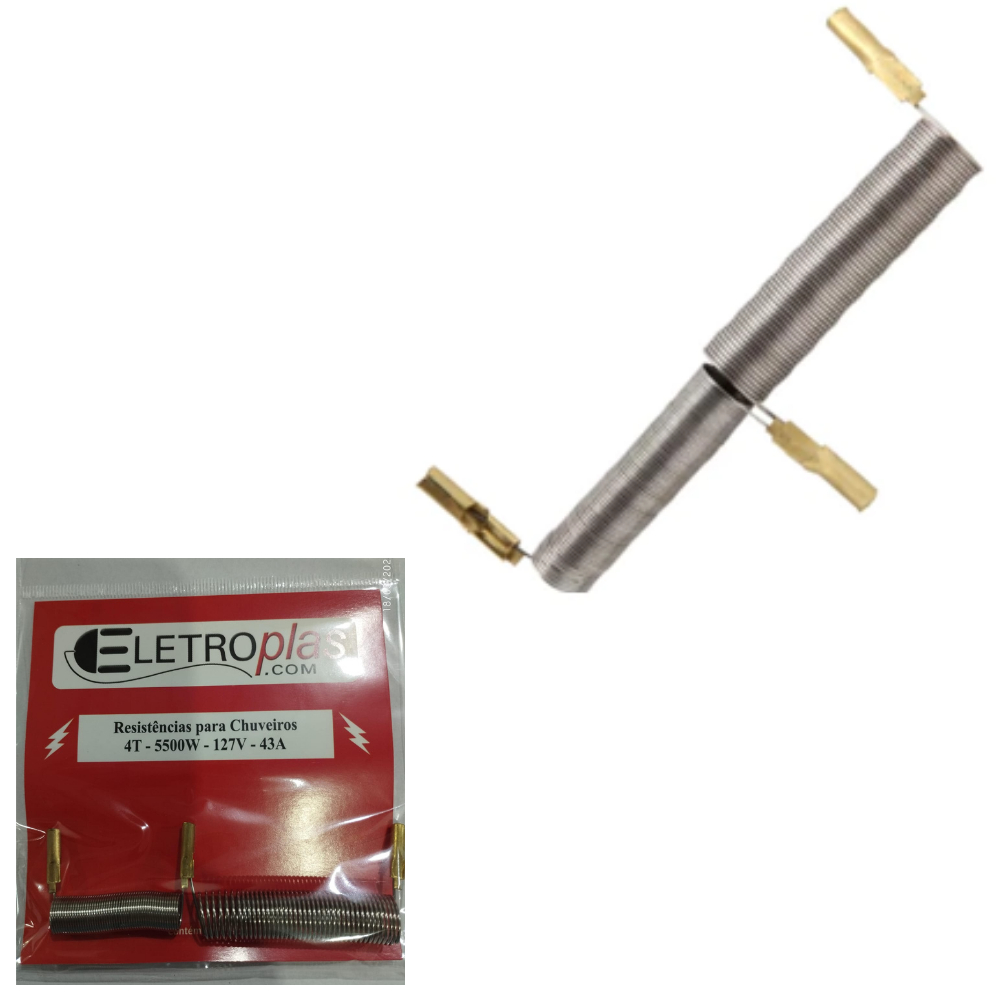 Resistência Para Chuveiro 4T 5500w 127v 43A Compatível Duo Shower Turbo Quadra  Multitemperaturas