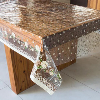 Toalha de Mesa de Plástica Forro de mesa cristal estampada e impermeável, para mesas 4,6,8...