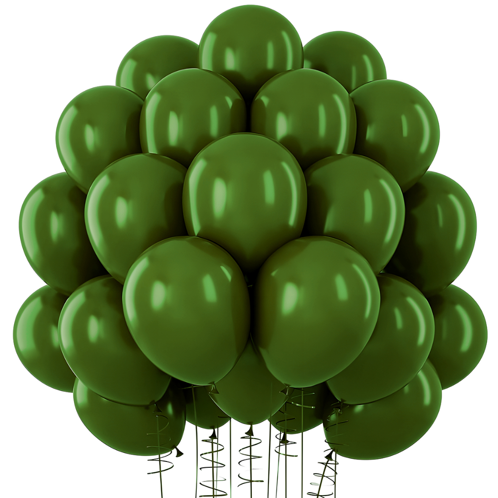 50 Balão Bexiga Bola Verde Musgo Folha Milita Escuro 9 Polegadas 50 Unidades