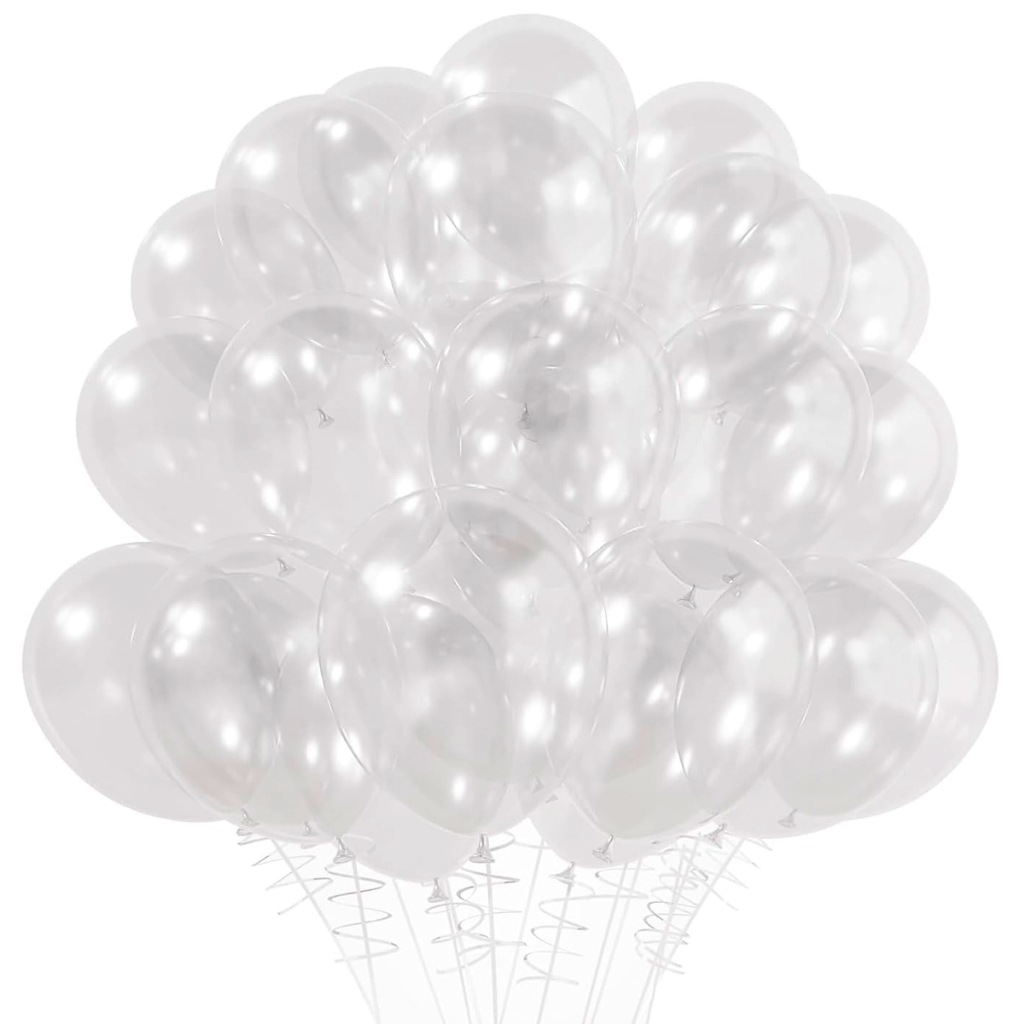50 Bexiga Balão Bola Cristal Transparente 9 Polegadas 50 Unidades