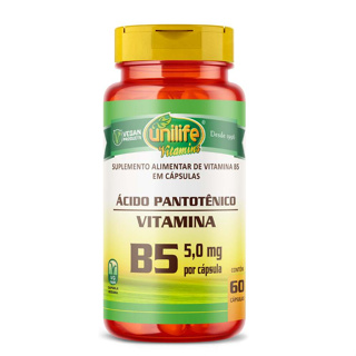 Vitamina B5 Acido Pantotenico 60 Cápsulas 500mg - Unilife em Oferta na Shopee
