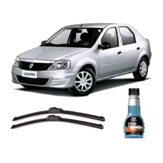 Par Paleta Palheta Silicone Limpador + Limpa Parabrisa Orbi - Renault Logan 2008 2009 2010 2011 2012