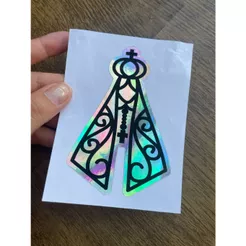 Adesivo Holografico 3D Padroeira Nossa Senhora Aparecida para Carro/Moto