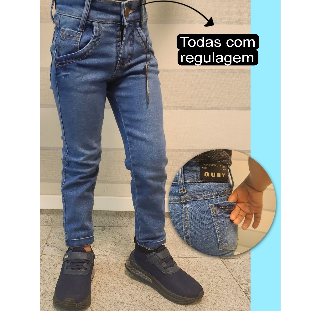 Calça Jeans Infantil Masculina Com Regulagem Premium