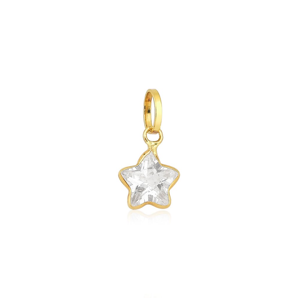 Pingente de Ouro 18k Ponto de Luz Estrela com 4mm - Fashion Accessories