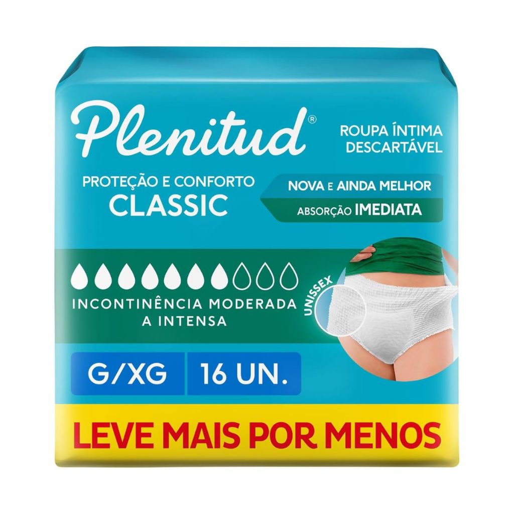 Roupa Íntima Descartável Plenitud Classic G/XG com 16 Unidades em Oferta na Shopee