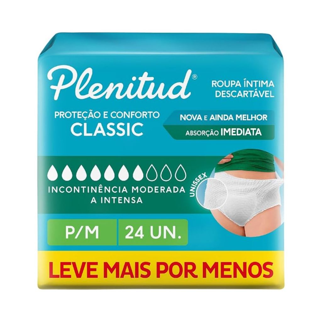 Roupa Íntima Descartável Plenitud Classic P/M com 24 Unidades em Oferta na Shopee