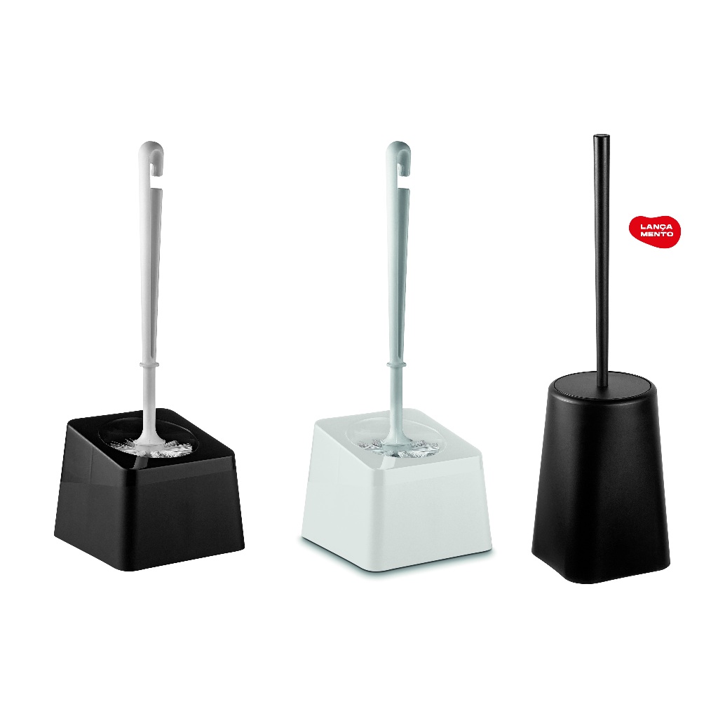 Suporte Com Escova Sanitária Slim Para Vaso Privada Banheiro Lavabo Preto ou Branco - Uz Utilidades
