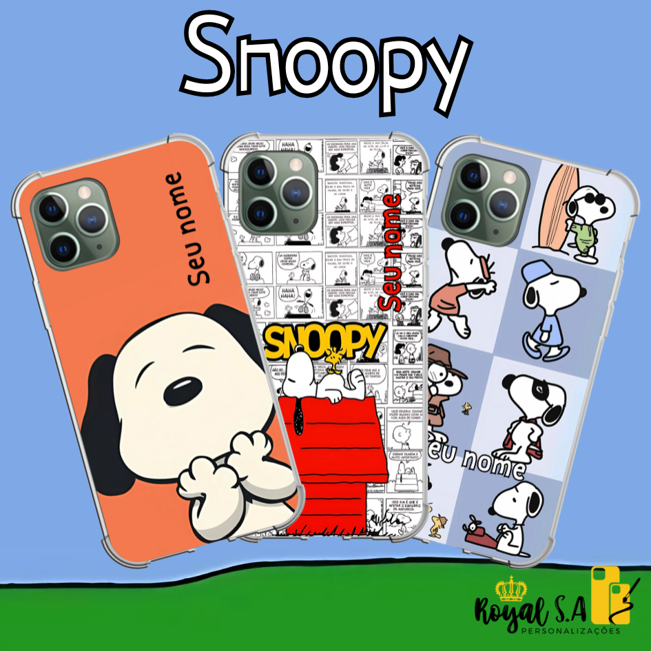 Capinha capa celular personalizada Snoopy para todos Samsung/ Iphone/ Motorola/ Xiaomi/ Realme em Oferta na Shopee