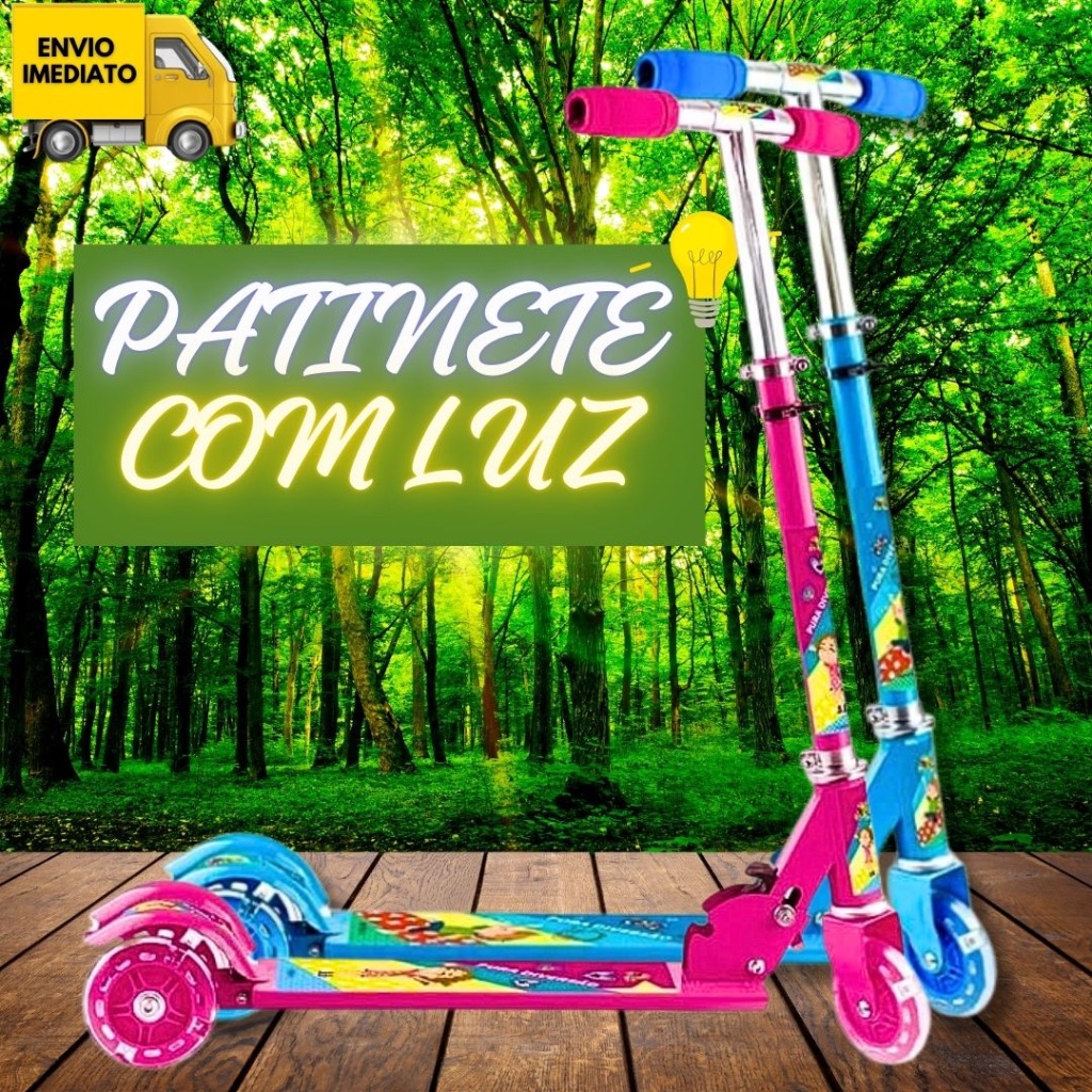 Patinete Infantil 3 Rodinhas com Luz Led e Freio Ajustável Até 50kg Menino Menina em Oferta na Shopee