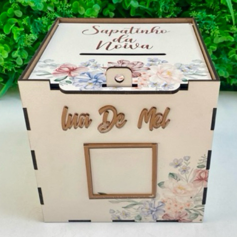 CAIXA COFRE PARA CASAMENTO SAPATINHO DA NOIVA, GRAVATA OU LUA DE MEL em Oferta na Shopee
