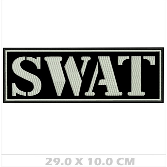 PATCH BORDADO TARJETA SWAT GRANDE COSTAS - 28 X 9,5 CM - FECHO DE CONTATO - BRANCA OU CINZA