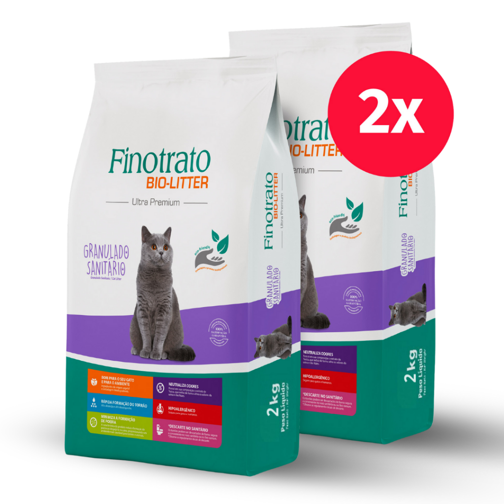 Kit 2 Finotrato Bio-litter Granulado Sanitário Ultra Premium para Gatos 2kg - Pets