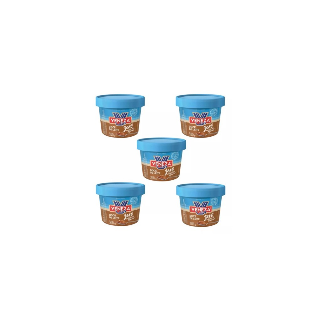 Kit 5 Doce De Leite Veneza Zero Adição De Açúcar 250gr