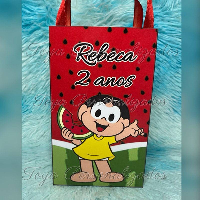 Kit 15 Lembrancinhas Sacolinhas Personalizadas Tema Magali
