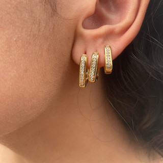 Brincos Trio de Argola Banhados á OURO 18K e PRATA 925  3 pares
