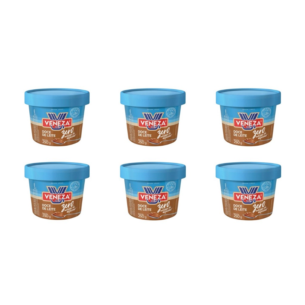 Kit 6 Doce De Leite Veneza Zero Adição De Açúcar 250gr