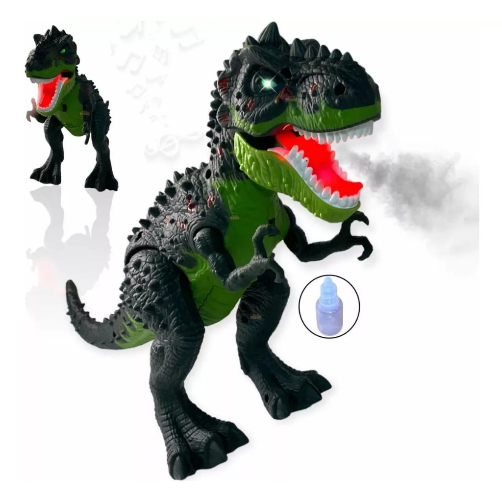 Dinossauro Brinquedo Presente Anda Fumaça Som Luz Rugido em Oferta na Shopee