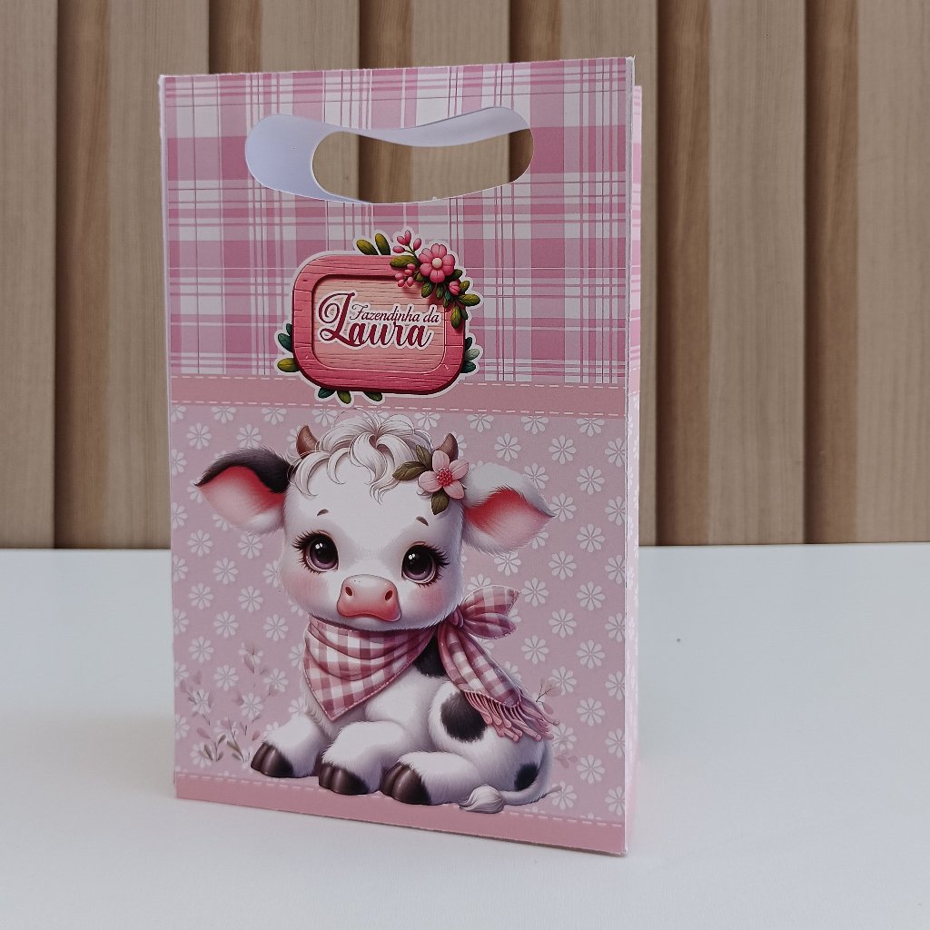 Sacolinha G personalizada Fazendinha Rosa /lembrancinha de festa infantil personalizada