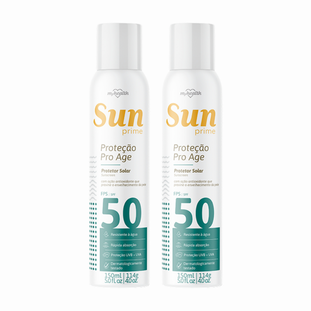 Kit 2 Sun Prime FPS 50 Protetor Solar Spray | Anti-idade, Uso Diário, Rápida Absorção