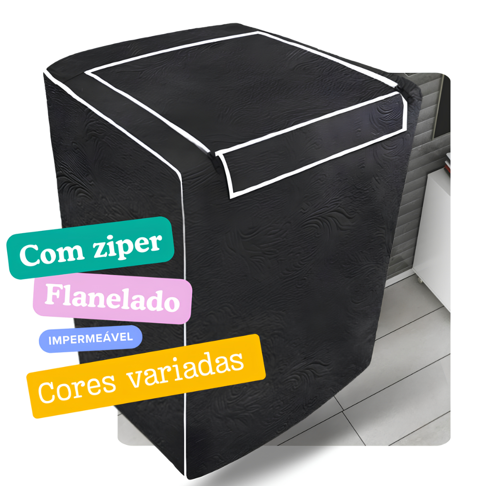 Capa Maquina Lavar Com Ziper Korino Flanelada Brastemp Consul Panasonic 8KG 9KG 10KG 11KG 12KG P M G