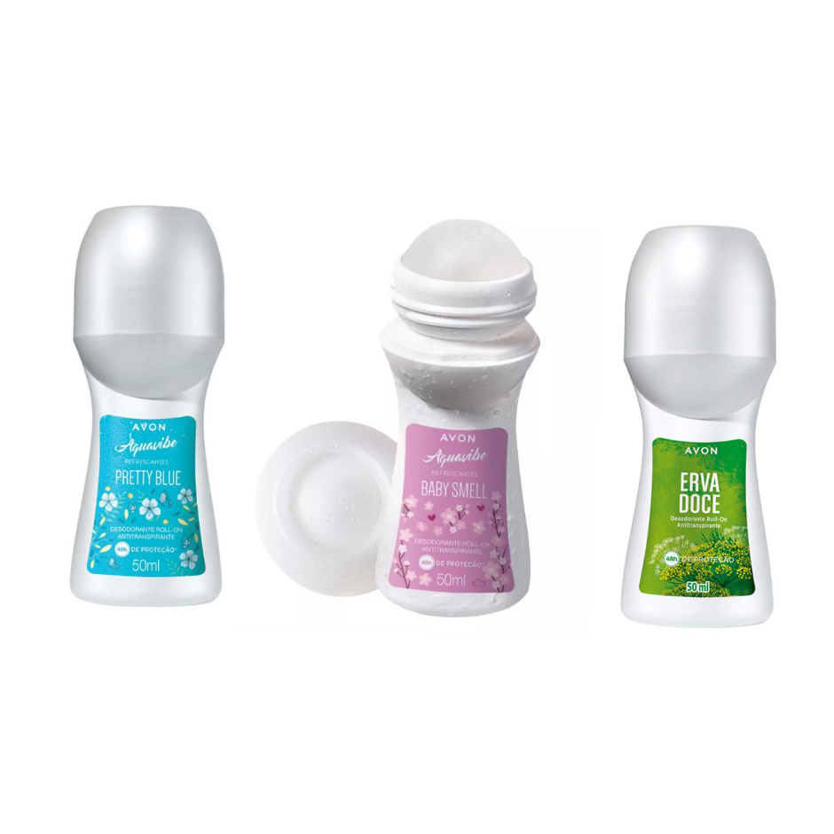 Combo 3 Desodorante Roll On Baby Smell + Roll On Erva Doce + Desodorante Roll On Pretty Blue