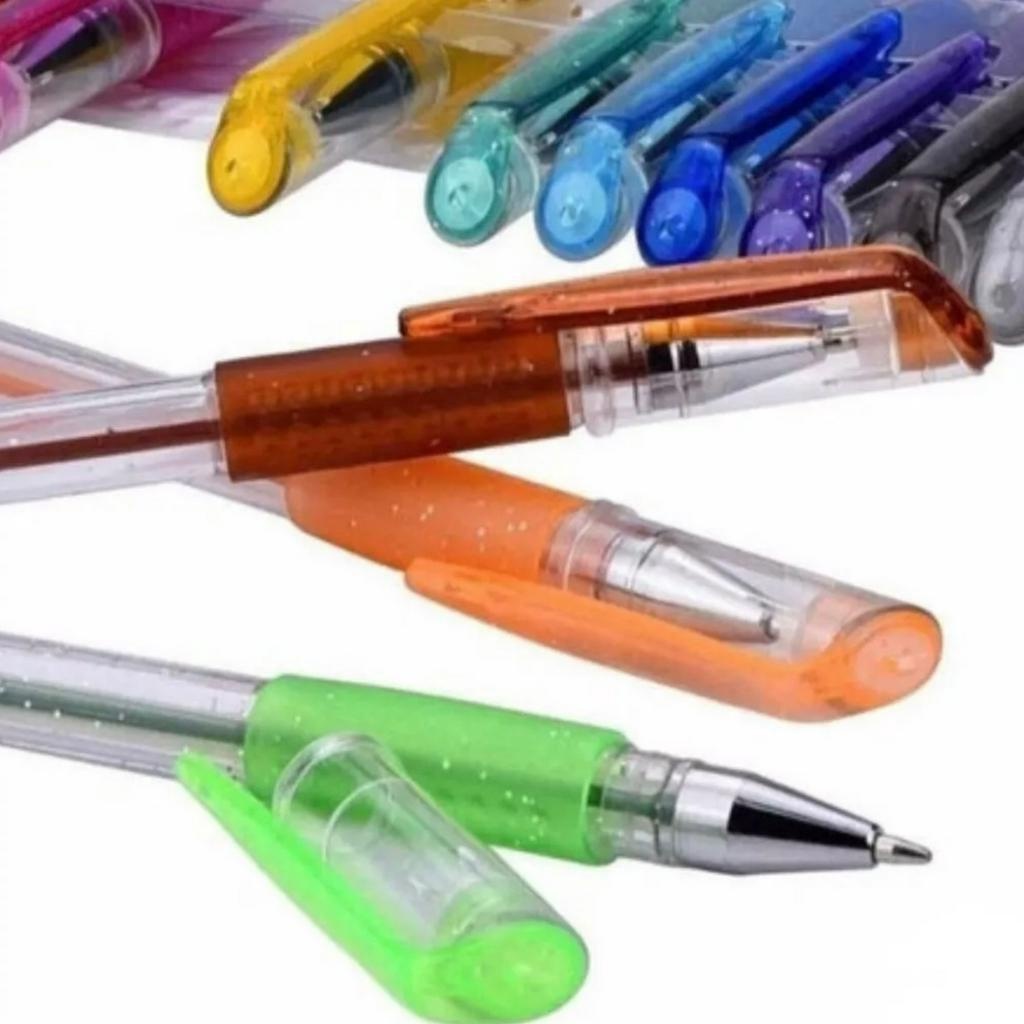 Caneta 12 Gel Diversas Cores  Coloridas Para Desenhos Infantis pintura Com glite