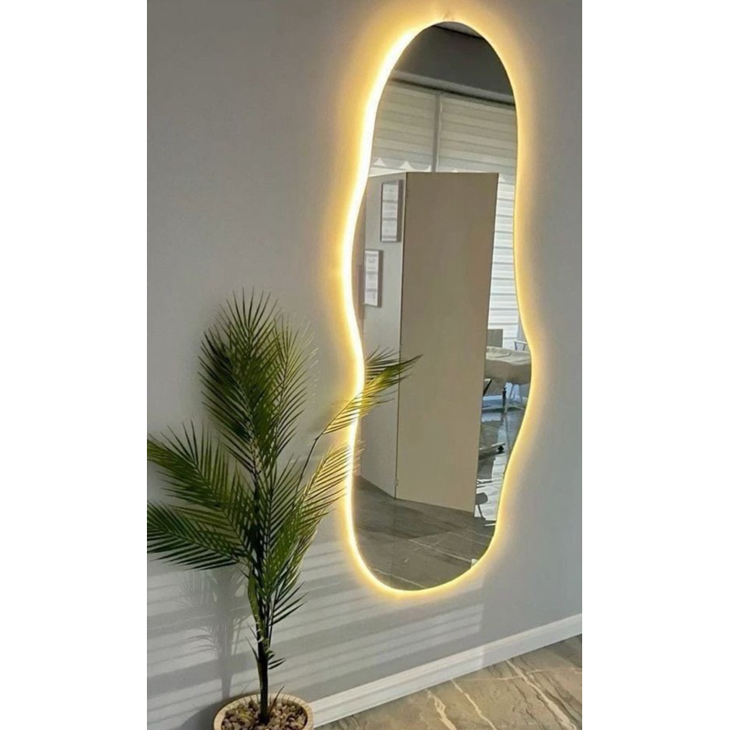 Espelho Led organico lançament suporte bateria/fonte moderno banheiro - quarto corpo intei...