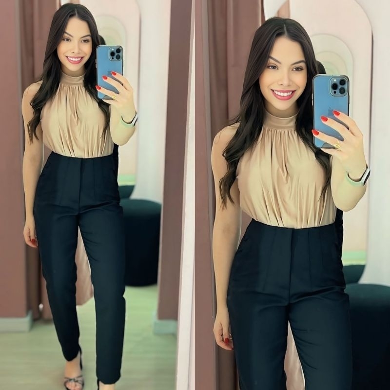 CALÇA ALFAIATARIA ZARA FEMININA CINTURA ALTA COM ZÍPER NA LATERAL SOCIAL ELEGANTE MODA LUXO BLOGUEIRA UM TOQUE DE MODA em Oferta na Shopee