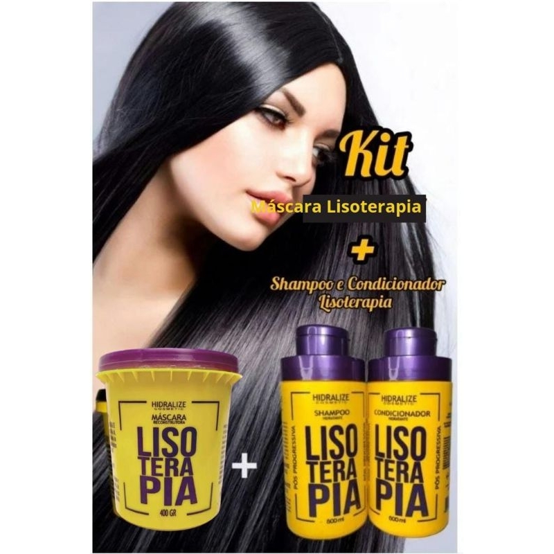 Kit Máscara Lisoterapia 400G+ Shampoo e Condicionador Lisoterapia