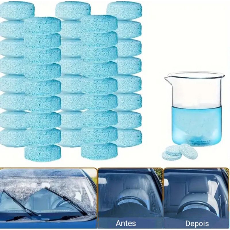kit 10 pastilhas concentrada limpa vidros limpa para-brisa espelhos pisos rende 04 litros d'água em Oferta na Shopee