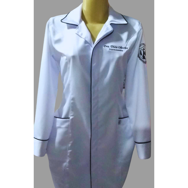 Jaleco Personalizado  feminino gola tradicional botão embutido punho de botão