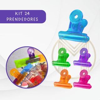 Kit 24 Prendedores Fecha Embalagem de Acrílico Colorido Clip Alimentos em Oferta na Shopee