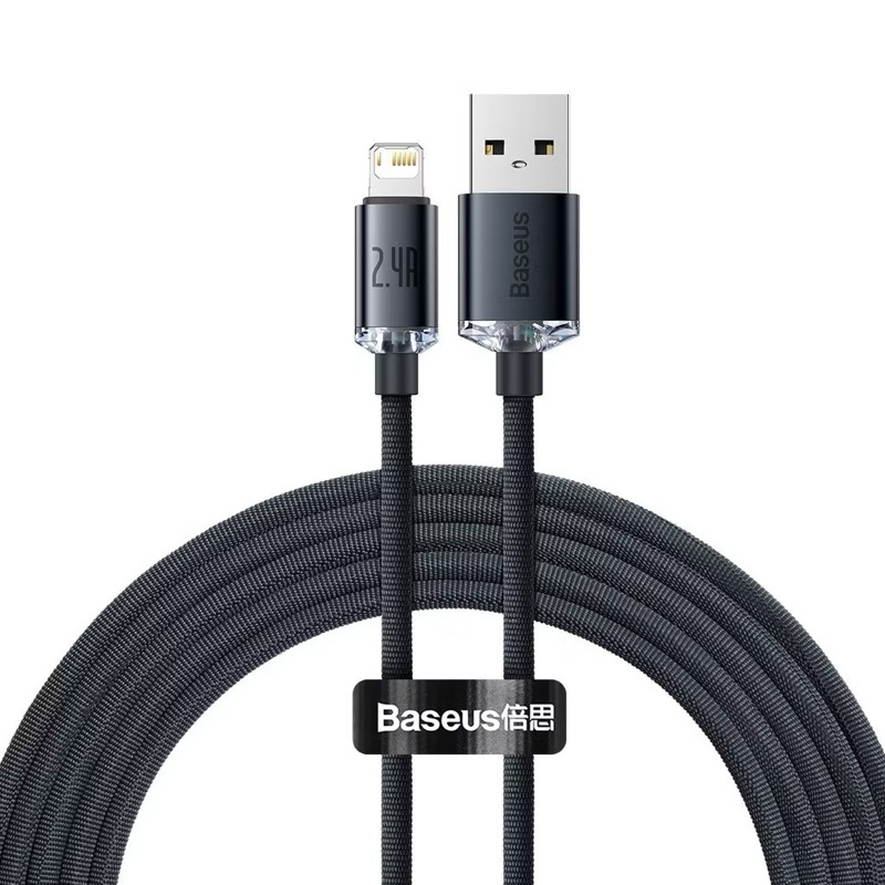 Cabo Baseus Usb P/ Lightning Crystal Shine 2.4a 2m iPhone X 11 12 13 14 Pro Max Resistente