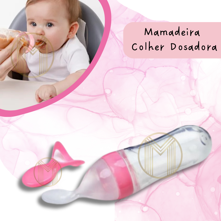 Mamadeira Colher Dosadora Para Bebê Silicone Papinha Transição Rosa