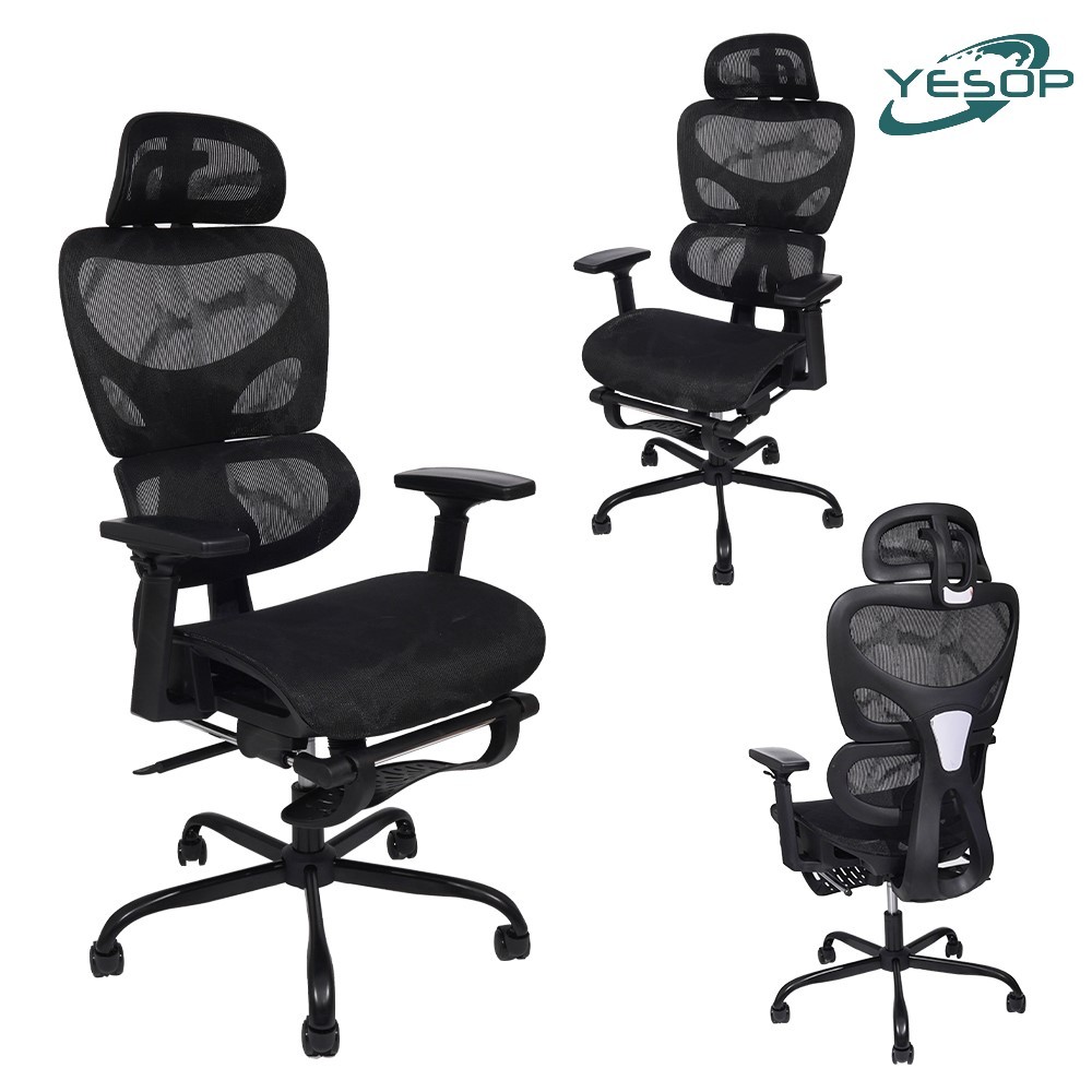 Cadeira De Escritório Ergonômica Com Apoio Lombar E De Pernas Assento Zero Gravity Cor Preto Yesop - Home & Living