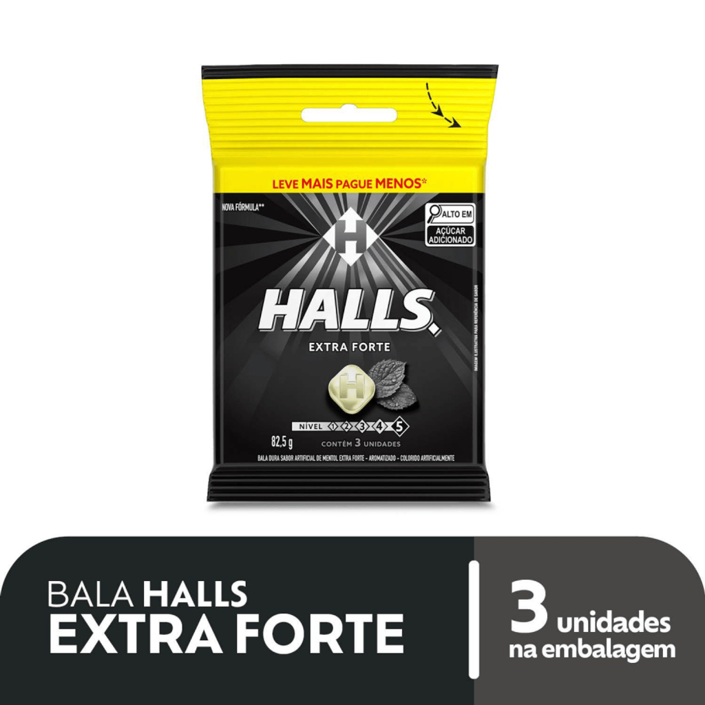 Bala Drops Halls Morango x extra forte  - Pacote de 84g promoção