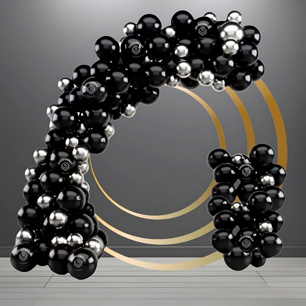 Kit 150 Balões PRETO 7”+ PRATA  Metalizado 5” - Balão Bexiga Liso/Cromado Para Festas KIT93 em Oferta na Shopee