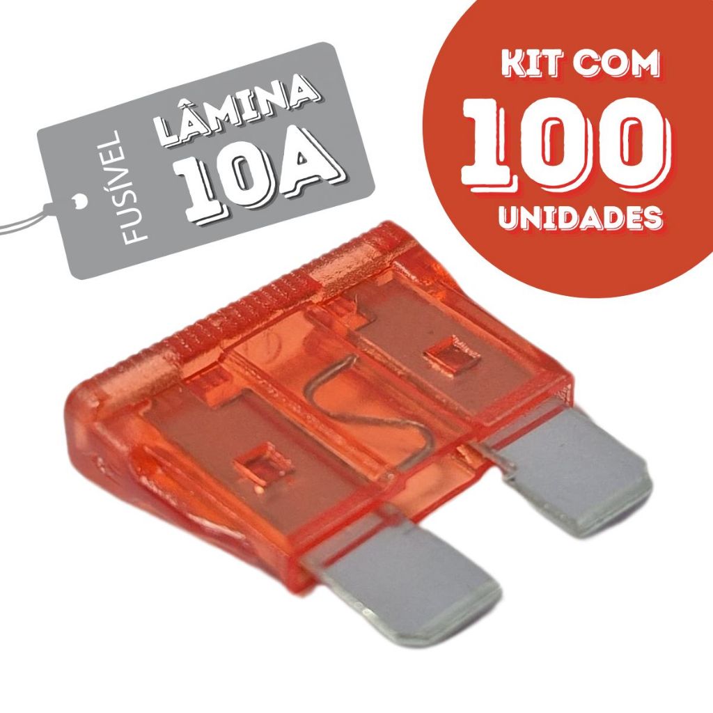 Fusível Lâmina 10A com 100 Unidades