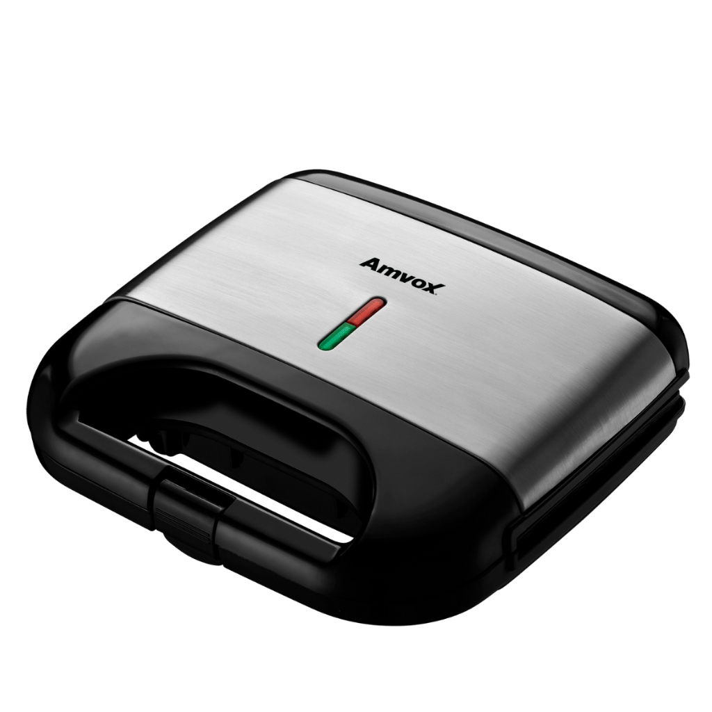 Sanduicheira e grill 2 em 1 Amvox AMS 500 black inox 750W Pode ser Lavada em Oferta na Shopee