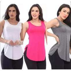 Kit 3 Blusa Regata Tapa Bumbum Long Academia Fitness