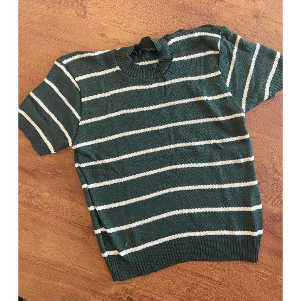 Blusa plus size Feminina trico Modal Listrada Manga Curta Casual Social