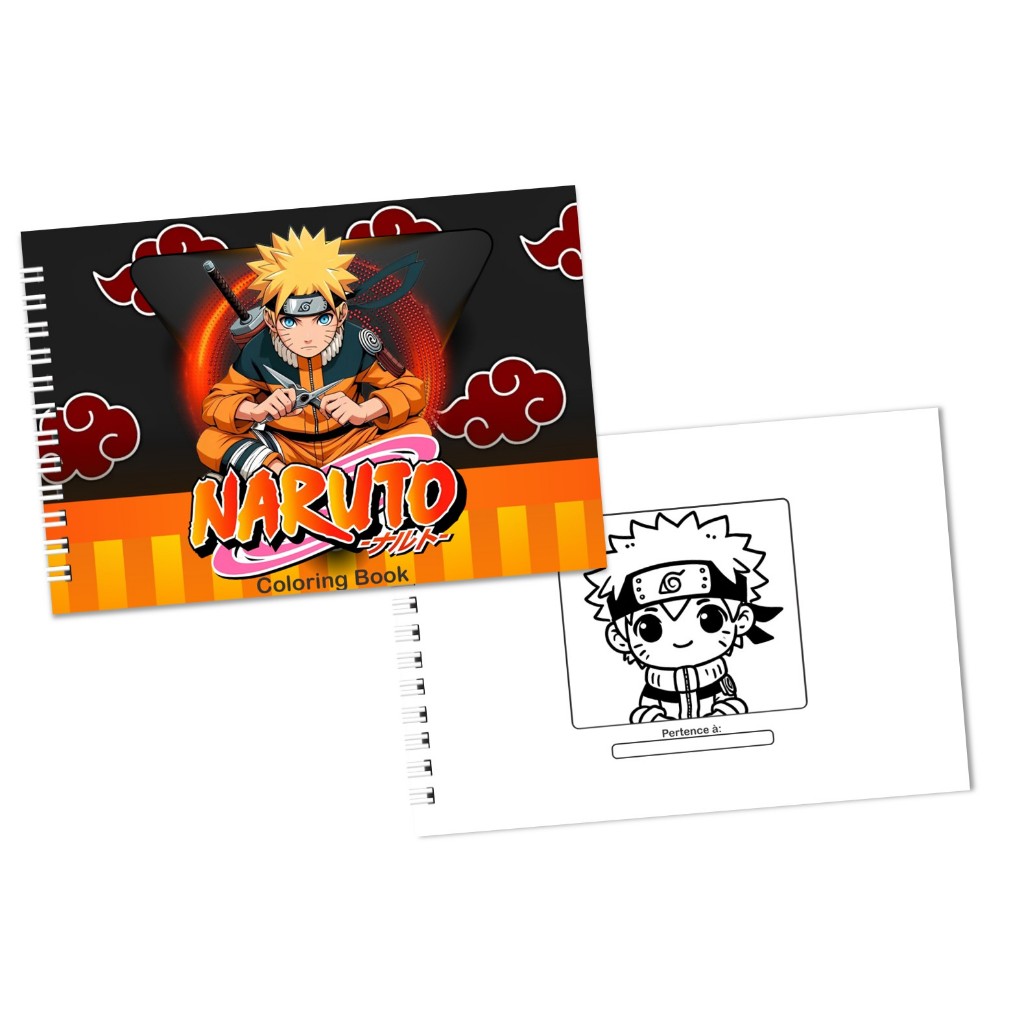 Livro de Colorir 15x21cm Naruto Capa Dura Folha 120g Caderno de Colorir