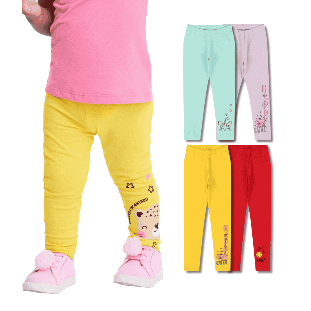 Kit Sortido 1, 3 ou 6 Calças Leggings de Cotton para Bebês Meninas Infantil Feminino Com Estampas Fofas em Oferta na Shopee