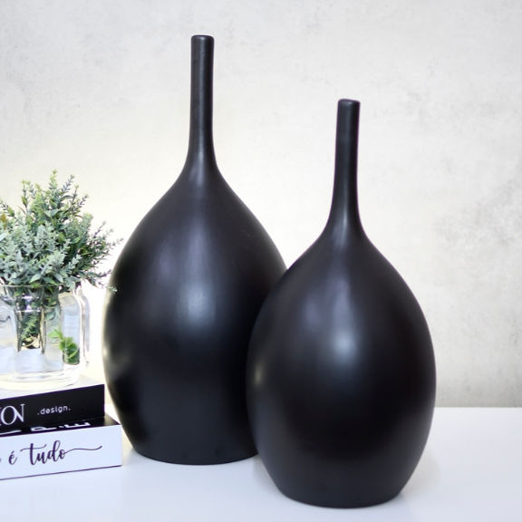 Kit 2 Dupla Vasos Enfeite Grande Decorativos Rack Sala Aparador Cerâmica Enfeite Casa Decoracao mesa