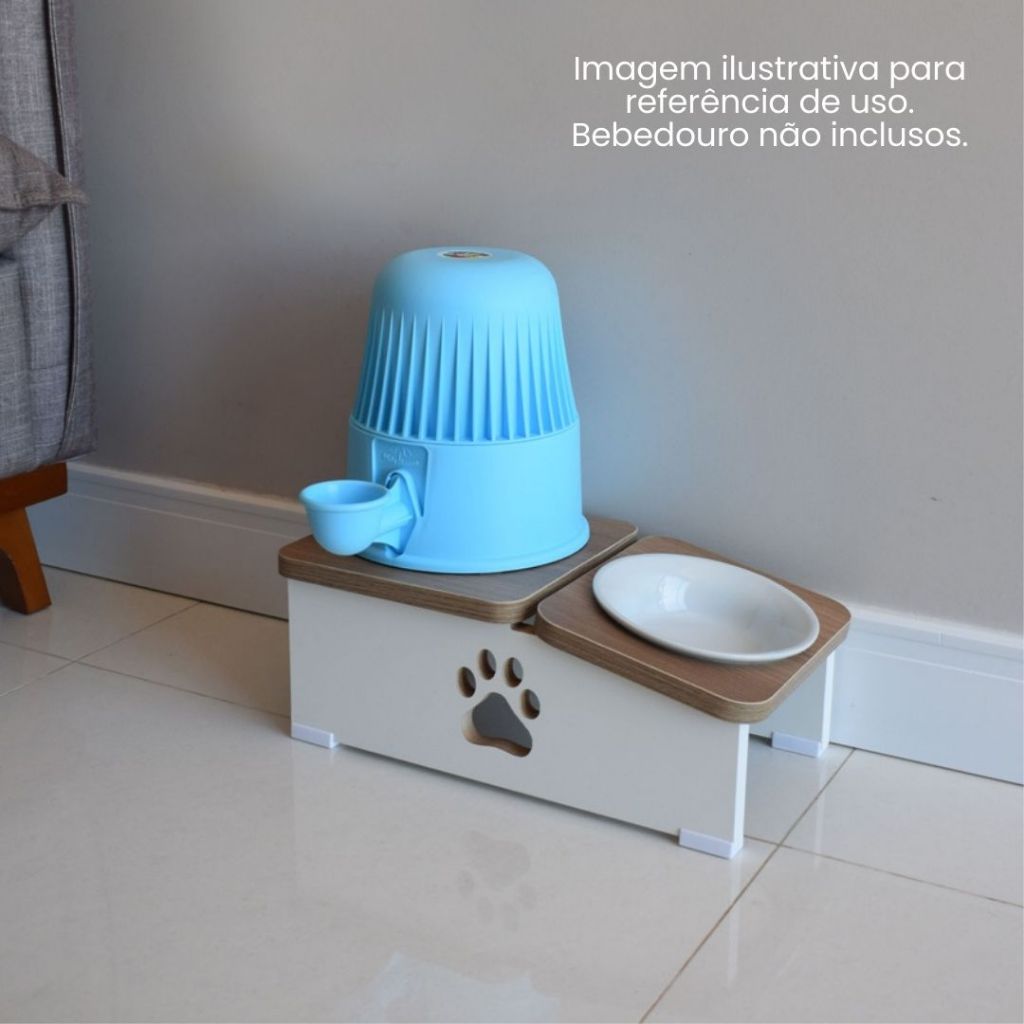 Comedouro Cachorro Bebedouro Base Hibrido Elevado Pet MDF em Oferta na Shopee