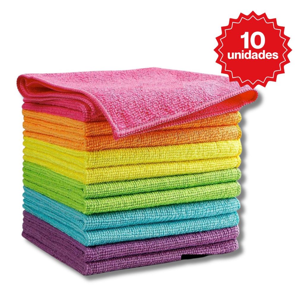 Kit 10 Panos De Limpeza Microfibra alta absorção Multiuso