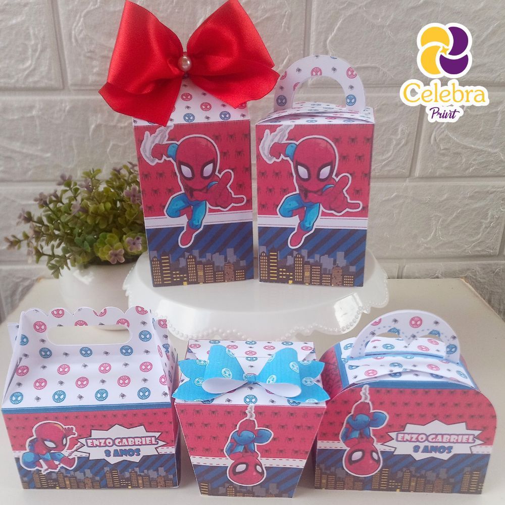 PEGUE E MONTE - Kit caixas Personalizadas HOMEM ARANHA Lembrancinhas mimos personalizados para Festa