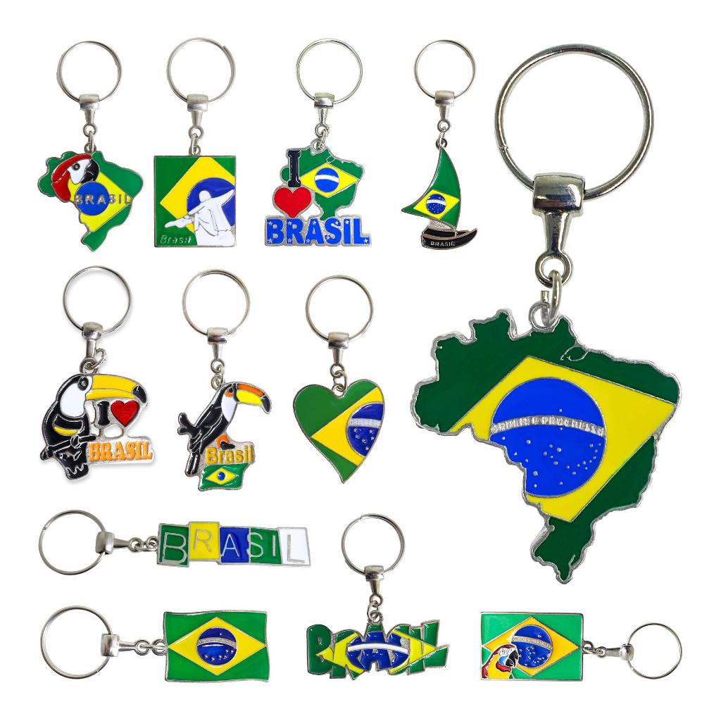 kit 15 Chaveiros Turísticos Do Brasil de Metal - Lembrancinhas Bandeira Mapa Diversidade Do Brasil em Oferta na Shopee