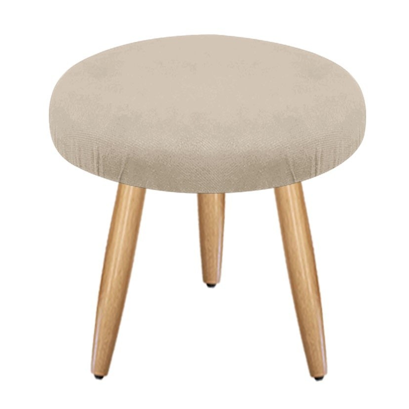 Puff Banqueta Opala Bela Redondo Suede Pés palitos para Varios Ambientes
